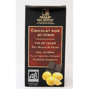 Tablette chocolat noir au citron moulin des moines